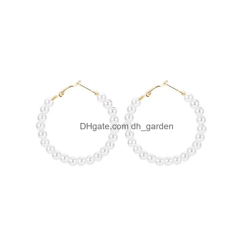 fashion pearls hoop earrings for women oversize pearl circle ear rings earrings sweet korea style fashion design jewelry