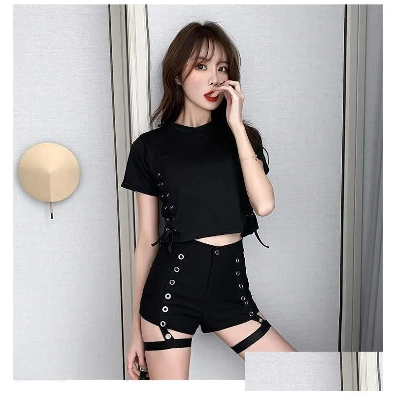  adult pole dance costume black hight waist shorts women jazz wear bar dj gogo dance rave pants korean singer clothes