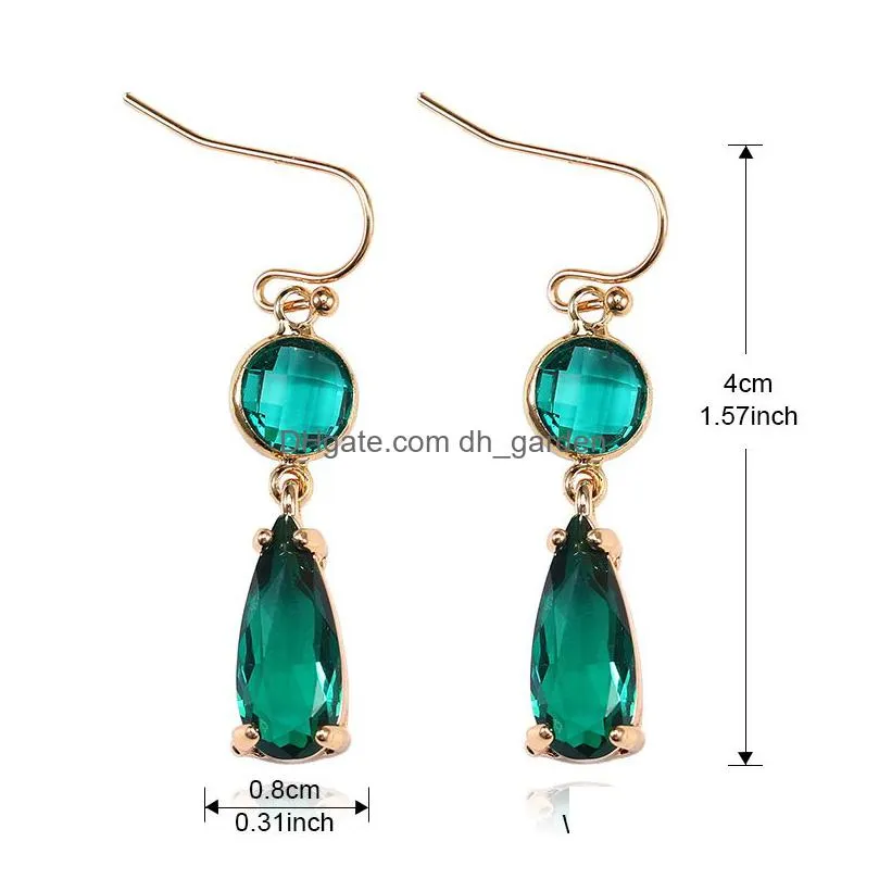 2019 new womens fashion k9 crystal water drop dangle earrings rhinestone copper sweet metal ear earrings for girl gift wholesale