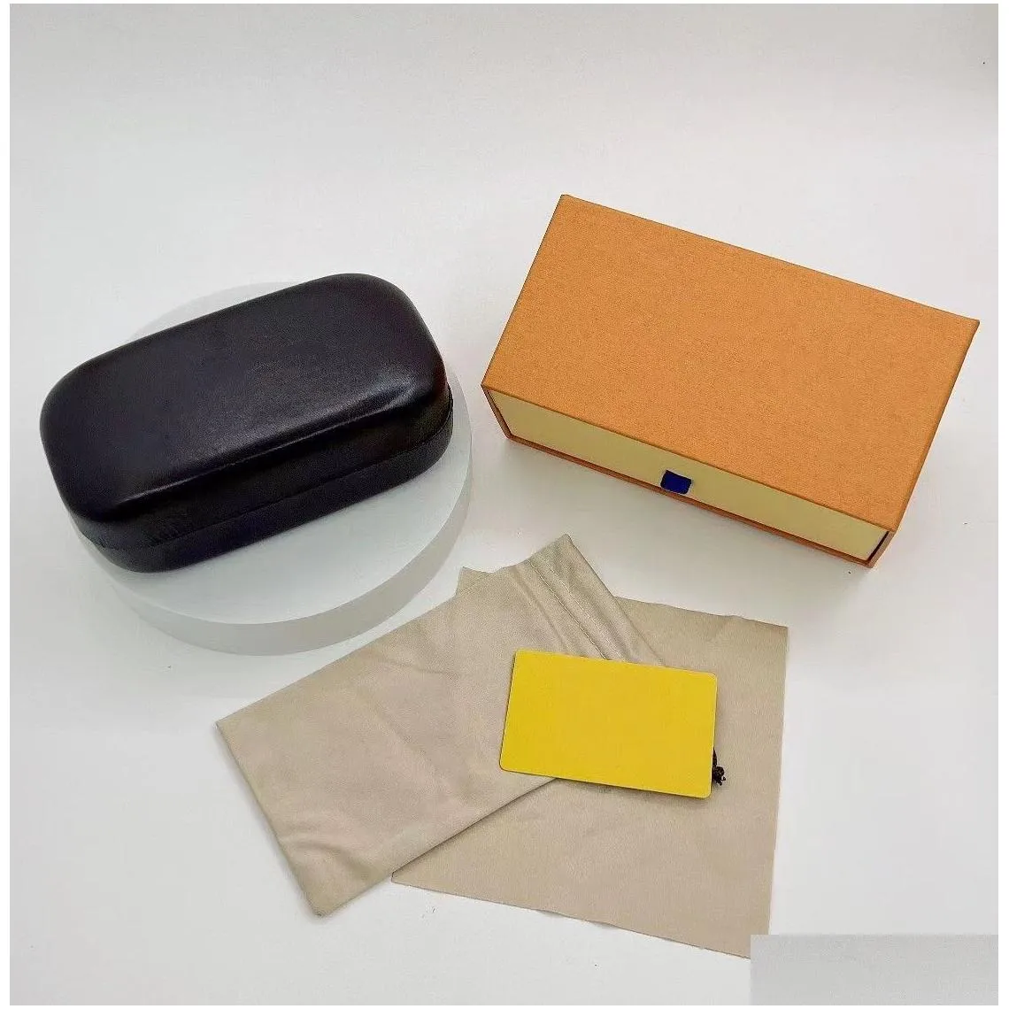 Luxury Brand Hard Flat Sunglasses Case With Cleaning Cloth Pouch