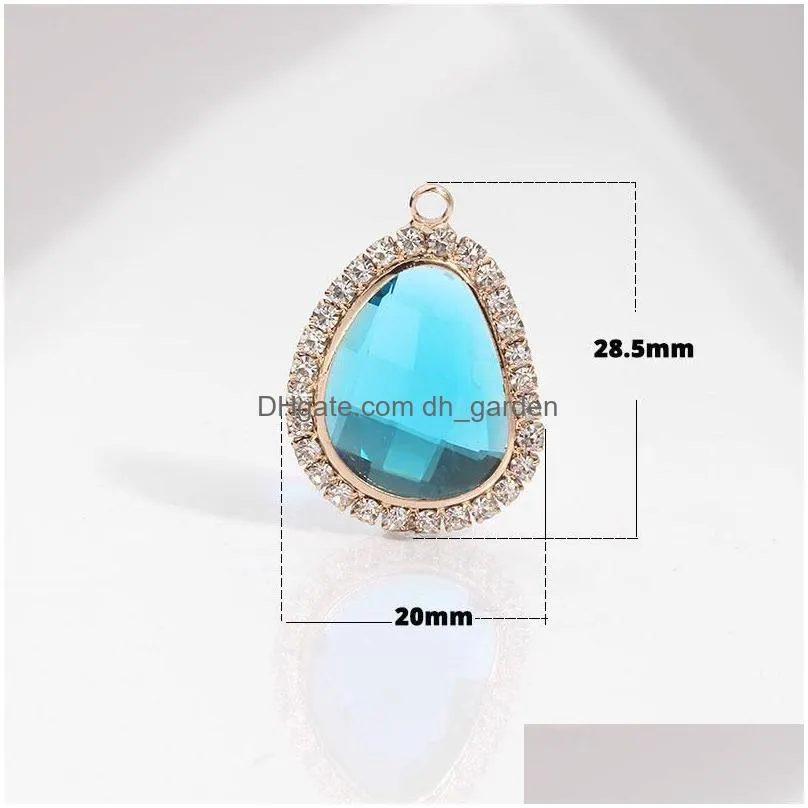 fashion colorful crystal rhinestone charms irregular geometry glass pendants for jewelry making diy earrings necklace jewelry