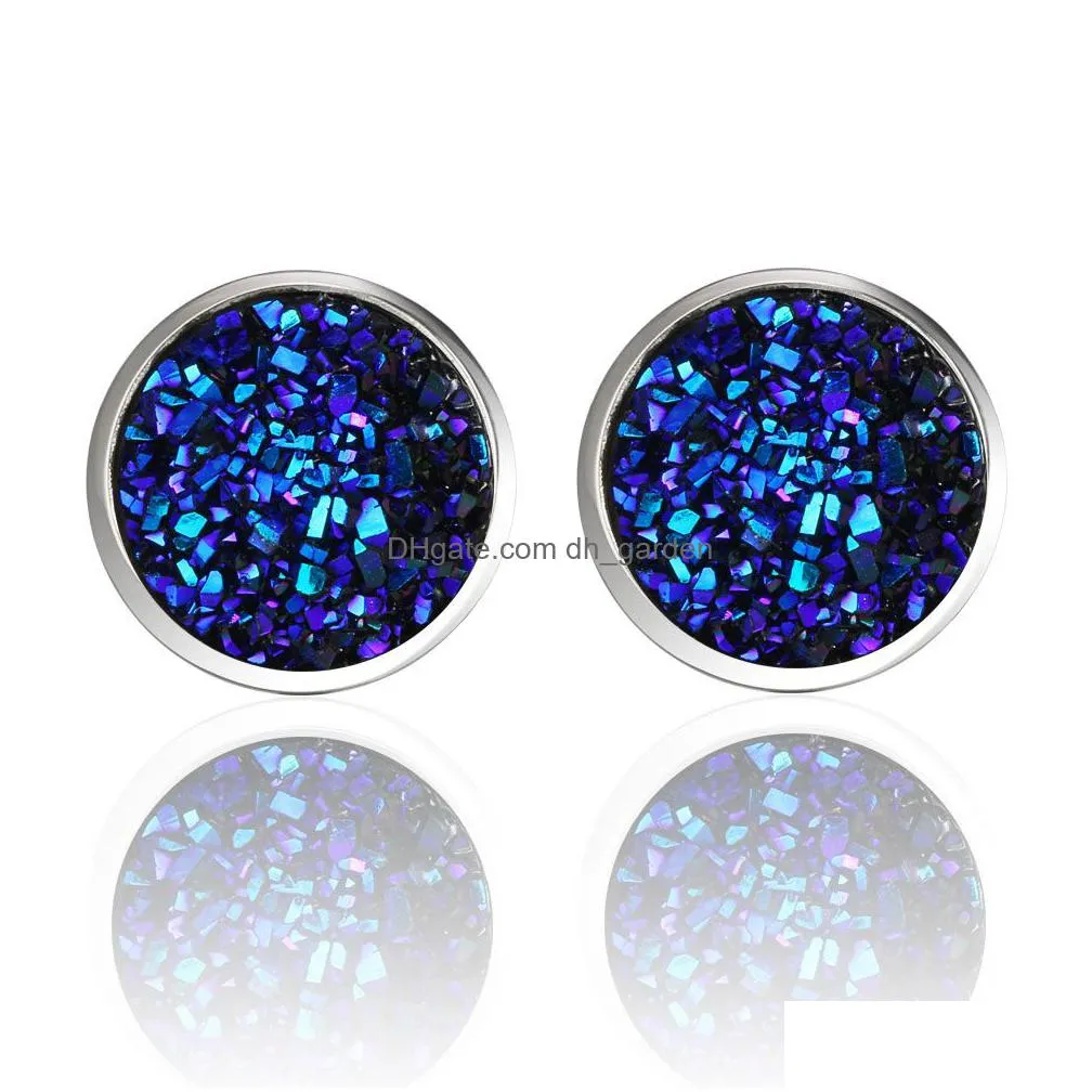 fashion imitation stone crystal stud earring round gypsophila druzy earrings for women 16 colors engagement wedding jewelry gifts