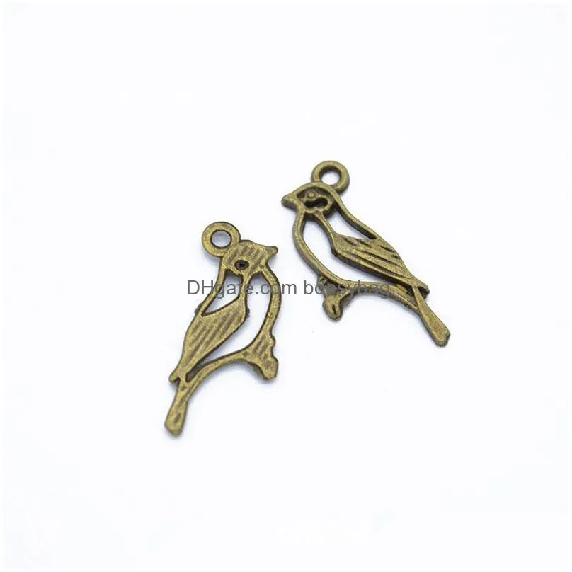 300 pcs /lot hollow out 26x15mm bird charms pendant antique silver antique bronze gold for option