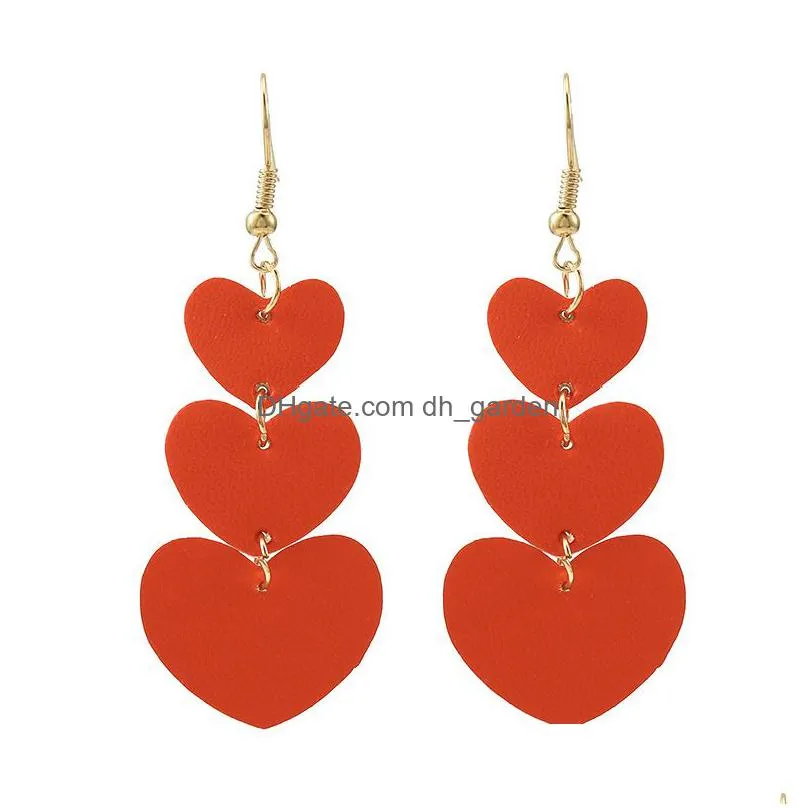deaign heart shape pu leather dangle earrings for women girl lightweight statement colorful long tassel earring jewelry gift