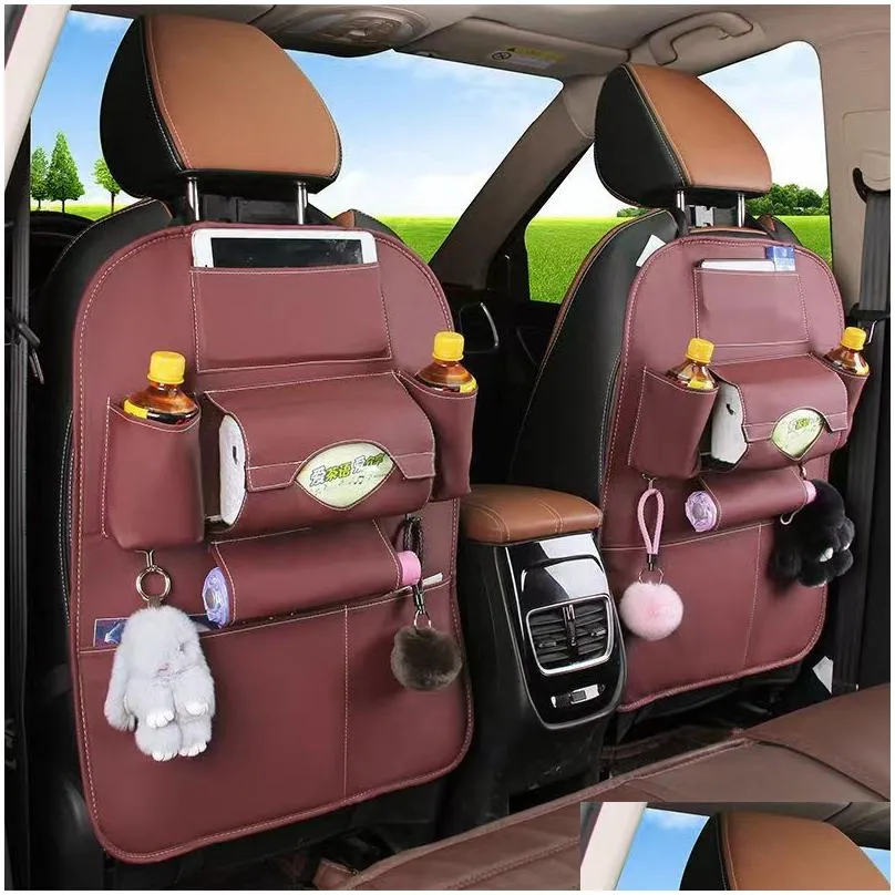 car interior accessories 1pc pu leather car seat back storage hang bag multifunctional ipad mini holder universal back seat organizer for kids