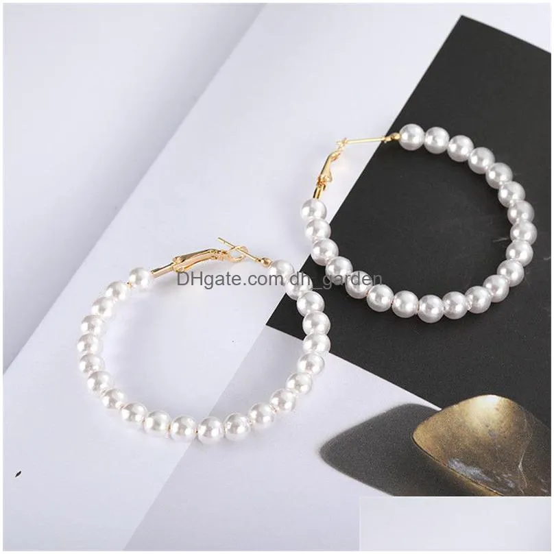 fashion pearls hoop earrings for women oversize pearl circle ear rings earrings sweet korea style fashion design jewelry