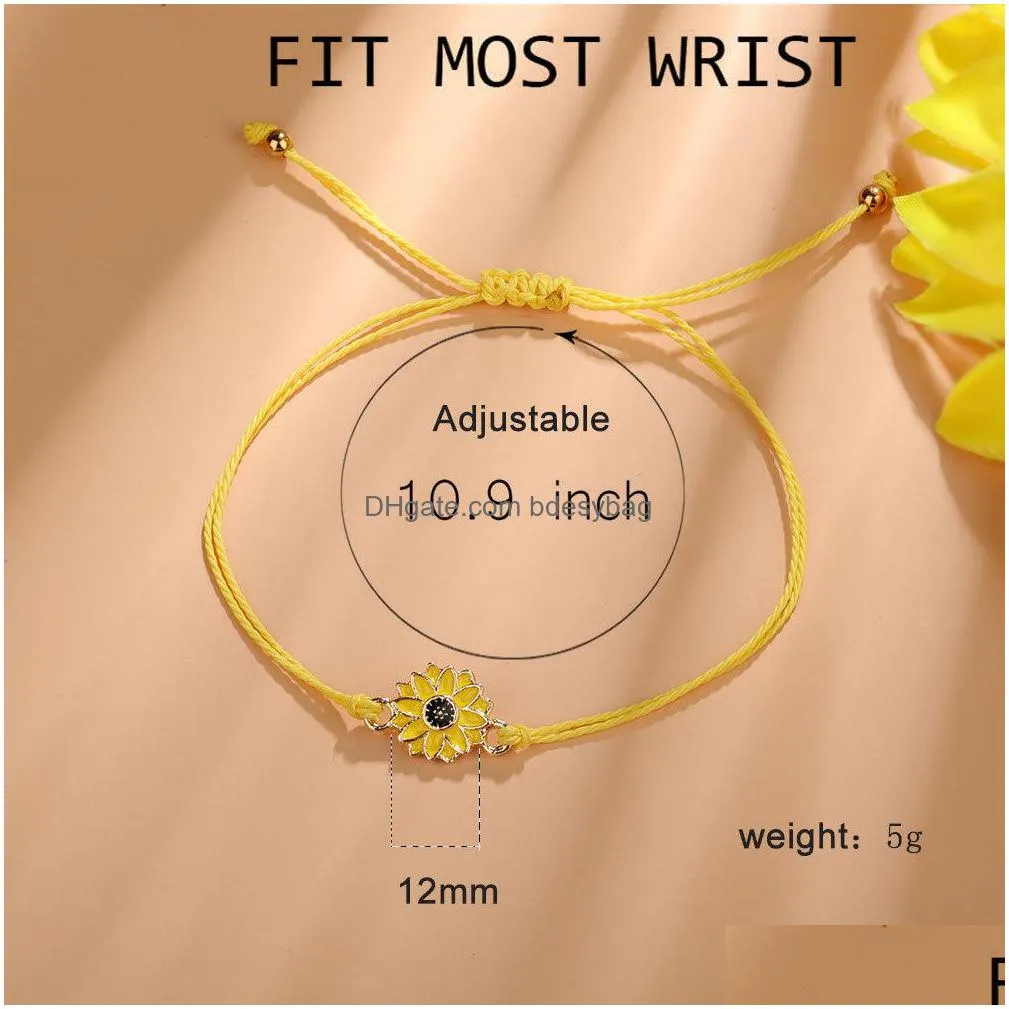 2021 new fashion couple bracelets sun moon cross sunflower pendant adjustable rope chain bracelet lucky friendship jewelry