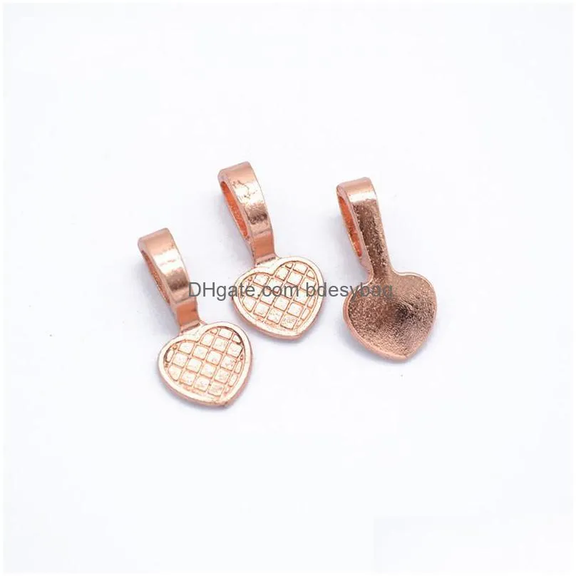 500pcs/lot mix color heart shape oval glue on bail earring bails glass tile diy pendant