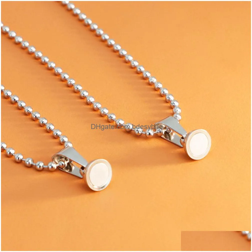 2021 new men and women necklace couple magnetic stone necklace female ins style hip hop sweater chain long pendant necklaces