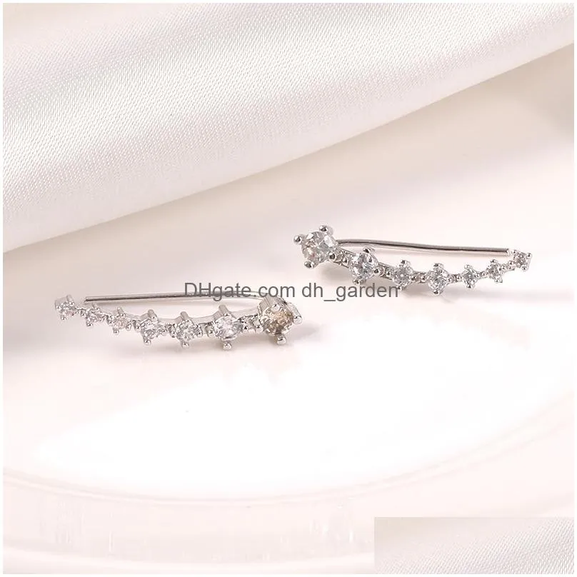 crystal ear cuffs for women girls a row cubic zirconia 925 silver needle dipper cz stud earrings star ear jewelry design