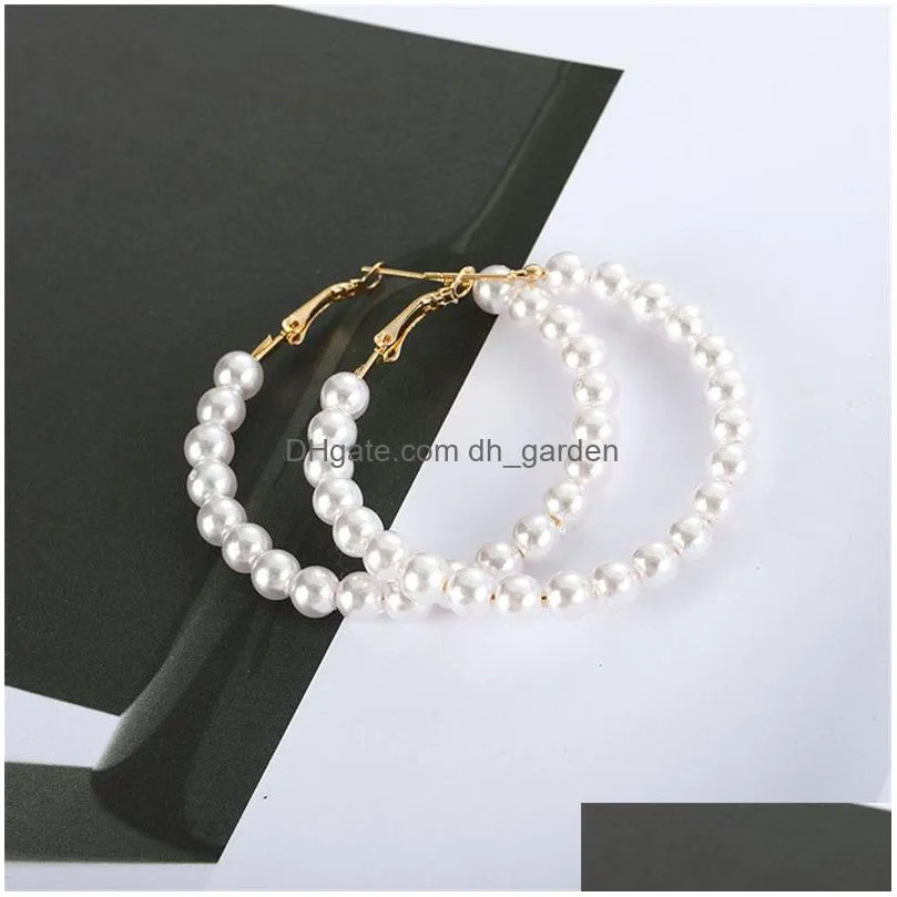 fashion pearls hoop earrings for women oversize pearl circle ear rings earrings sweet korea style fashion design jewelry