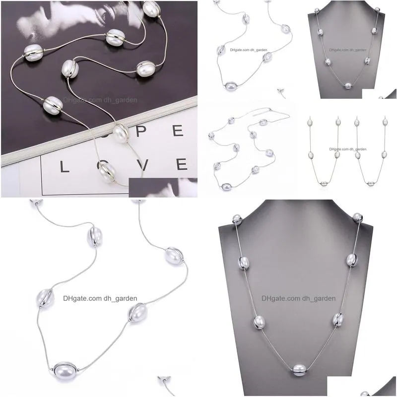 fashion pearl necklace cute love long chain pendant necklace for women fashion classic beads chain necklaces wholesale jewelry