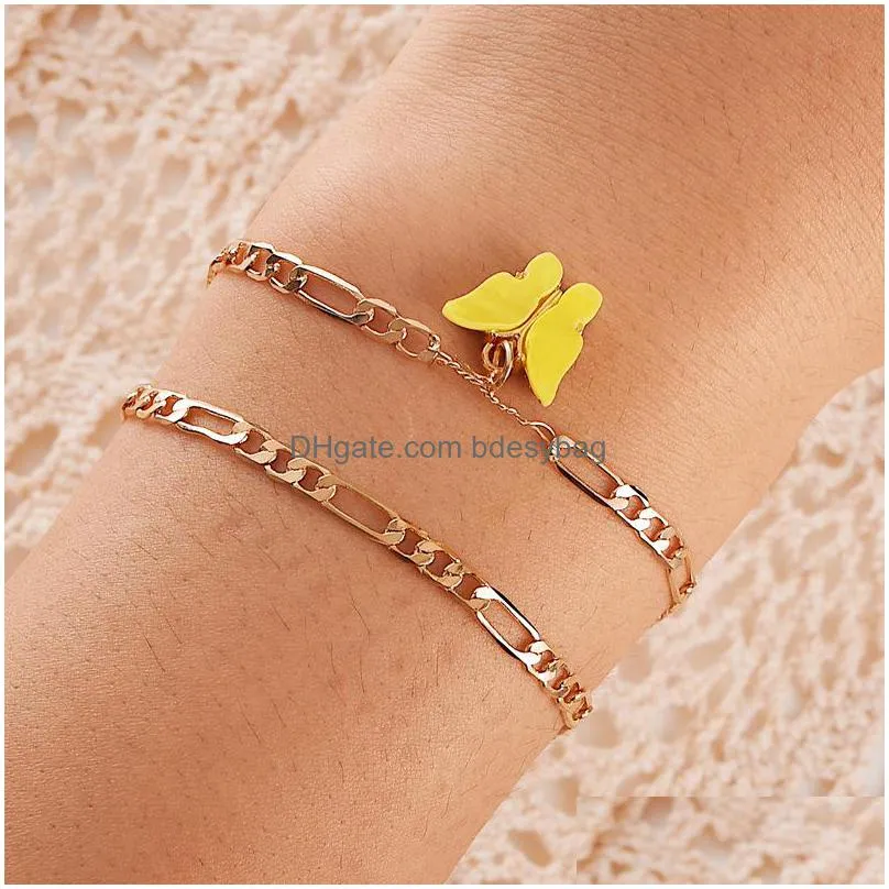 butterfly bracelet for women simple acrylic bracelet gold color chain bracelet 2020 bohemian beach jewelry