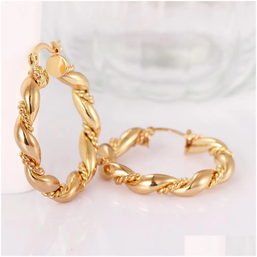 factory wholesale 18k gold plated rose gold plated woman hoop earrings fashion party jewelry birthday gifts top quality 