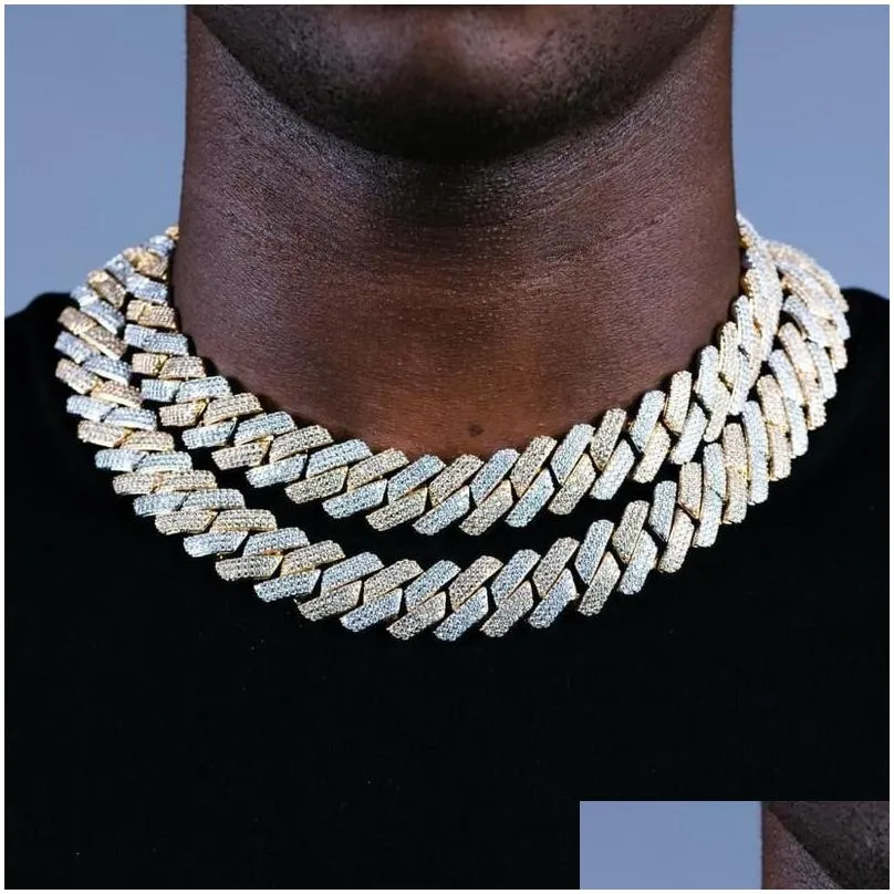 high quality iced out men jewelry 5a cz hip hop micro pave 19mm cuban link chain big heavy y necklace for men boy 220212