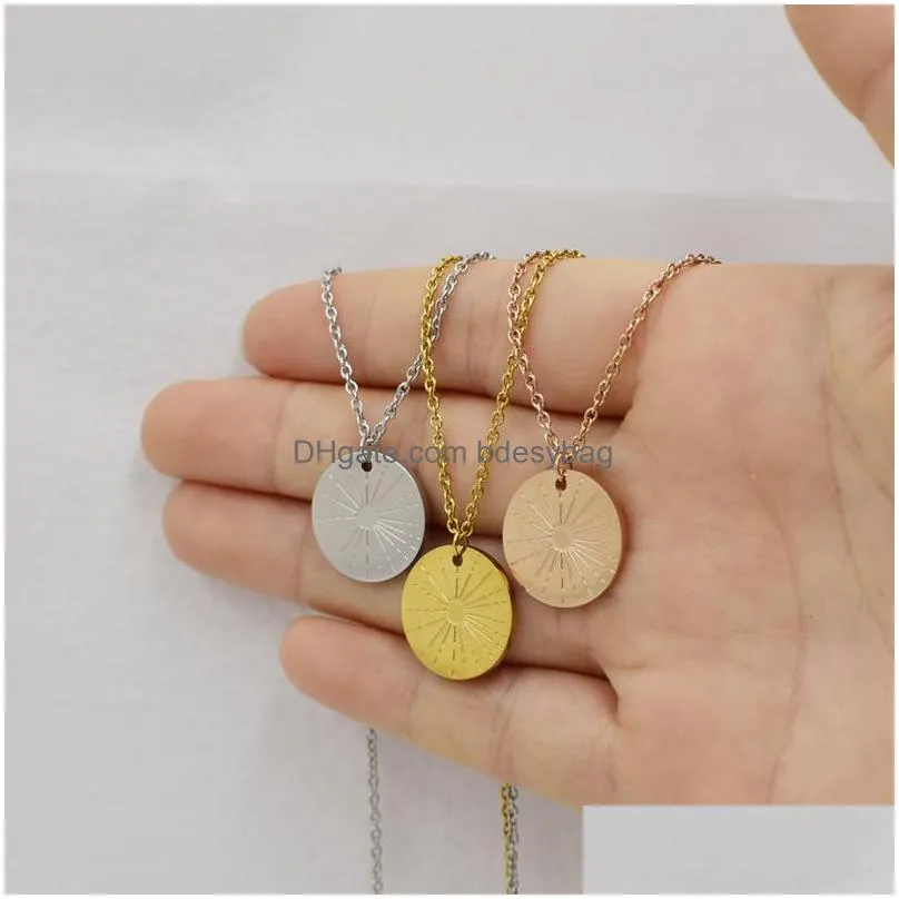 women stainless steel simple jewelry sunflower pendants necklaces chain gold silver charm necklace valentines day gift for women