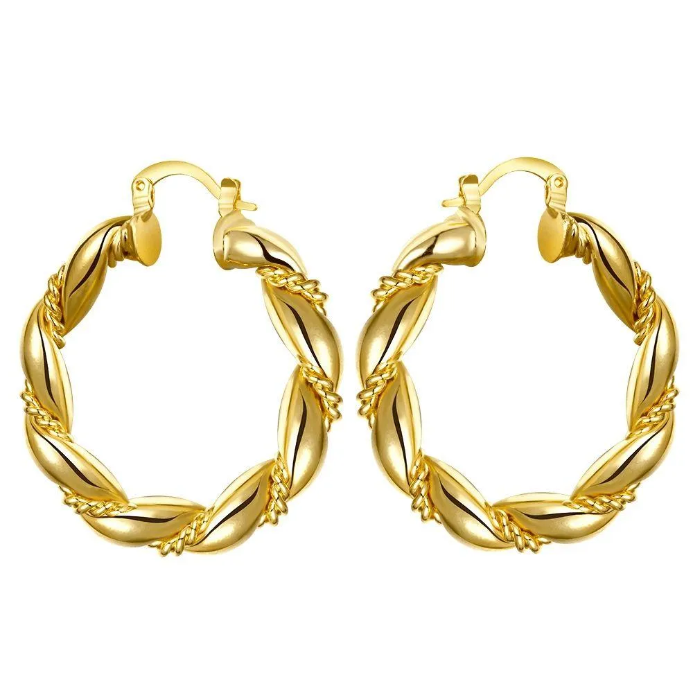 factory wholesale 18k gold plated rose gold plated woman hoop earrings fashion party jewelry birthday gifts top quality 