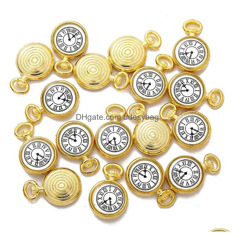 bulk 100pcs alloy metal clock charms pendant for jewelry making diy handmade jewelry 17x11mm