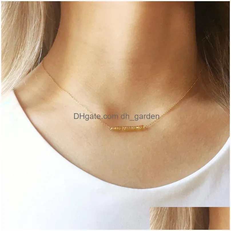 cute little druzy glass bead necklace exquisite tiny clavicular bead necklace choker for women jewelry accessories wholesale