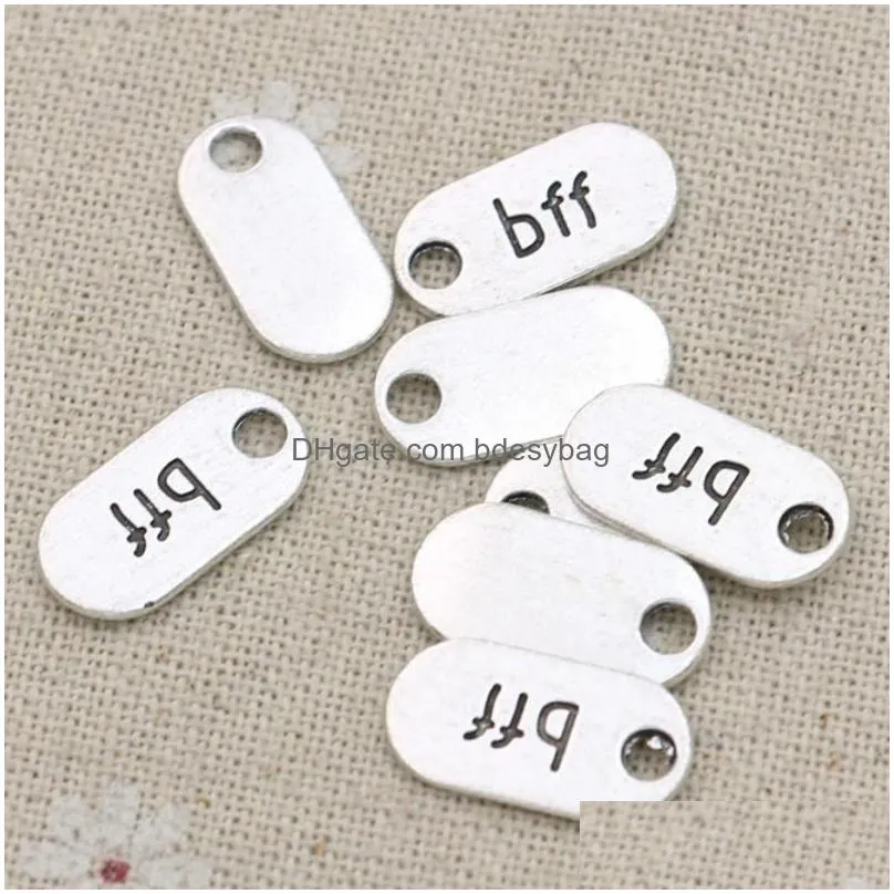 500pcs/lot antique silver plated bff charm pendants for bracelet jewelry accessories making diy handmade 18x9mm best friends forever