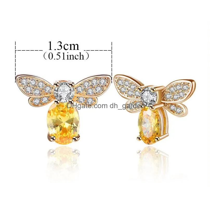 fashion yellow crystal honey bee pendent necklace crystal bracelets rings earrings jewelry set for women friends lover gift party