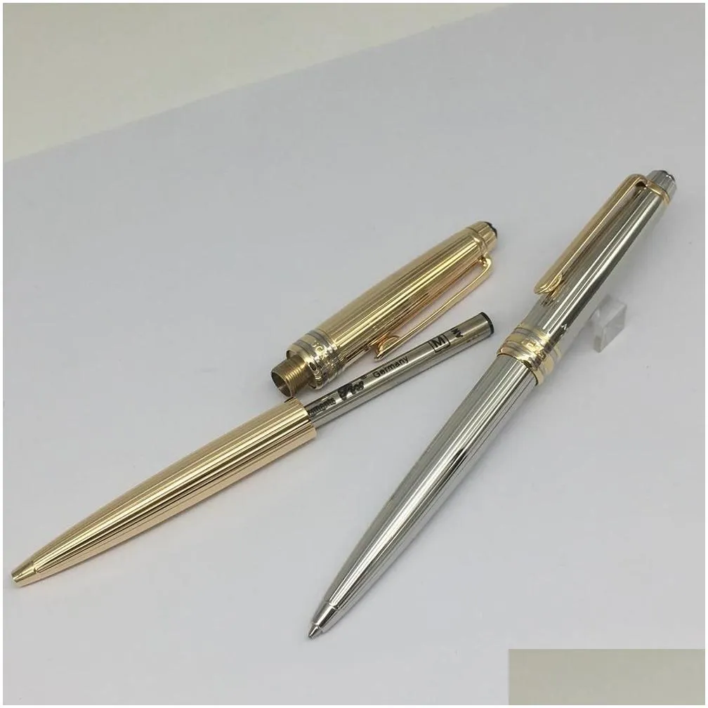 yamalang brand pens silvery trim metal 163 office business writing pen stainless steel lines pattern serial number ballpoint