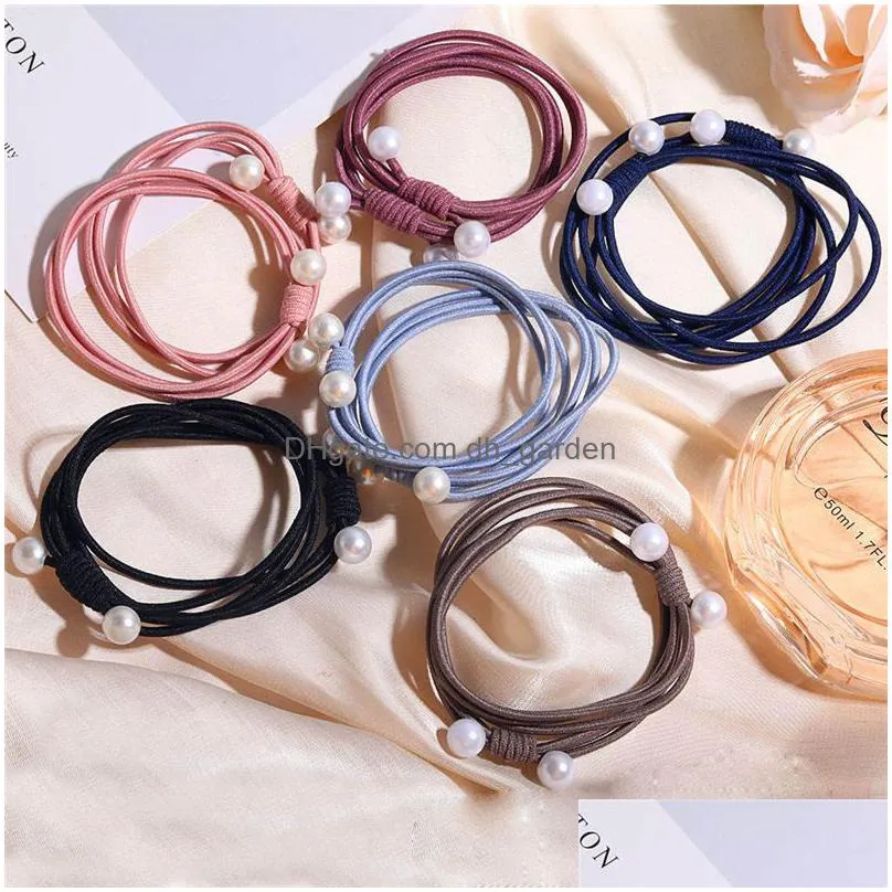 2020 new elastic pearl charm rubber band for women girl ins style hair band hair rope band high elasticity with hair rope storage box