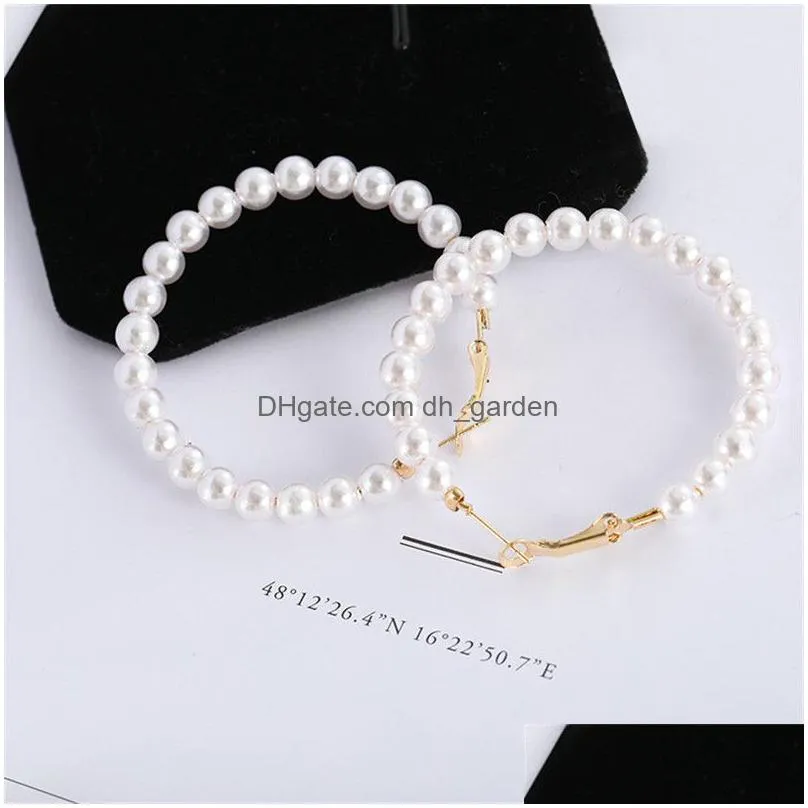 fashion pearls hoop earrings for women oversize pearl circle ear rings earrings sweet korea style fashion design jewelry