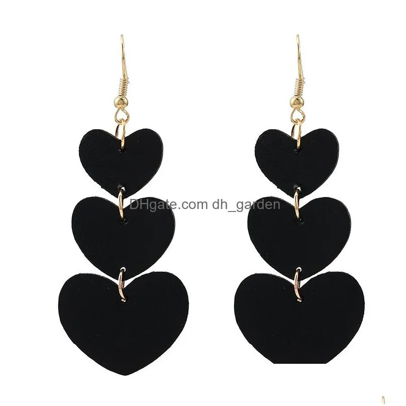 deaign heart shape pu leather dangle earrings for women girl lightweight statement colorful long tassel earring jewelry gift