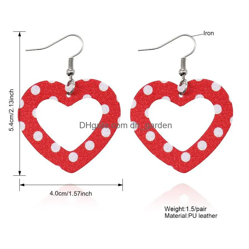 heart hollow pu leather red angel earrings for women dangle earrings lightweight statement fashion jewelry gift