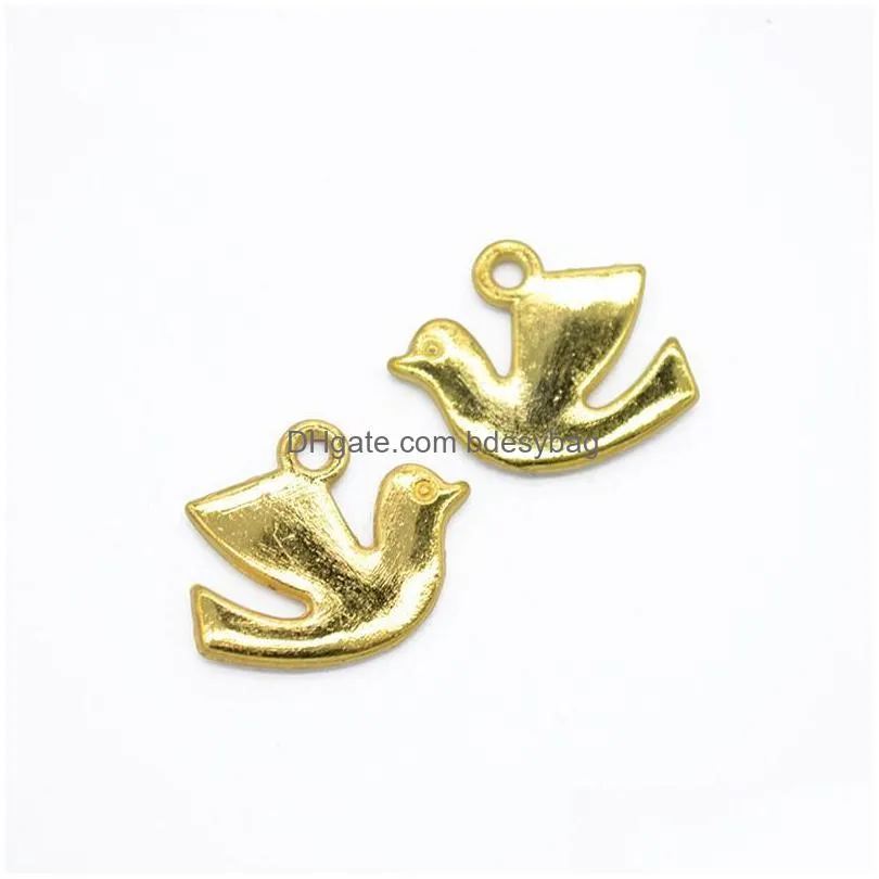 500pcs /lot mini size 15x13mm peace  charms bird charms pendant for diy craft jewerling making