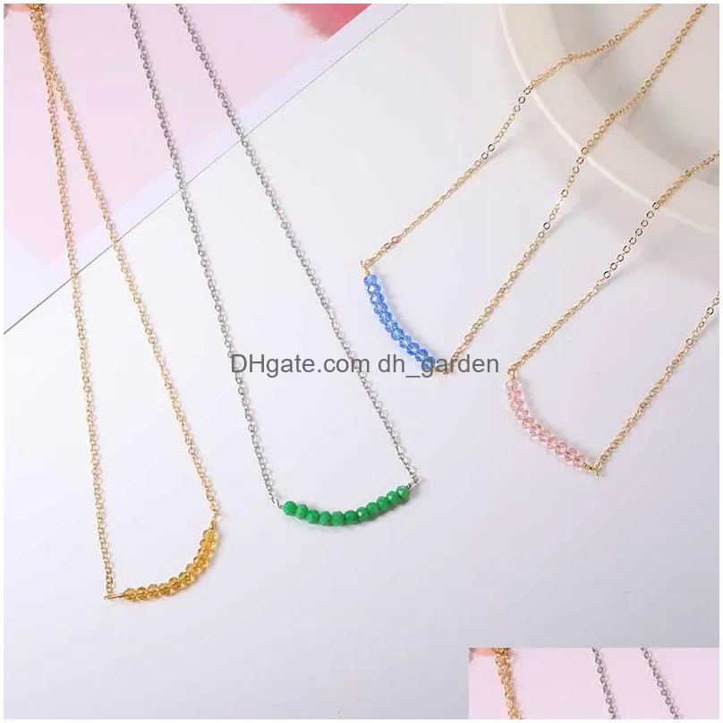 cute little druzy glass bead necklace exquisite tiny clavicular bead necklace choker for women jewelry accessories wholesale