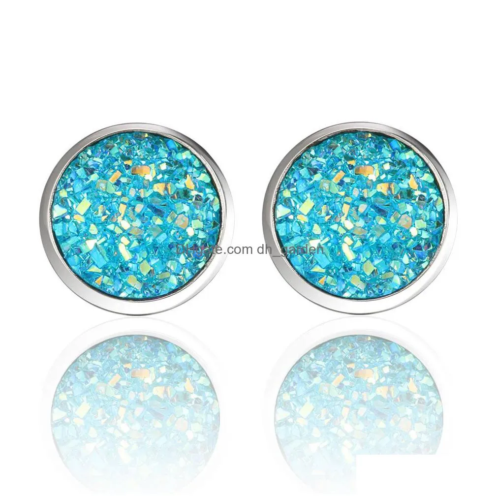 fashion imitation stone crystal stud earring round gypsophila druzy earrings for women 16 colors engagement wedding jewelry gifts