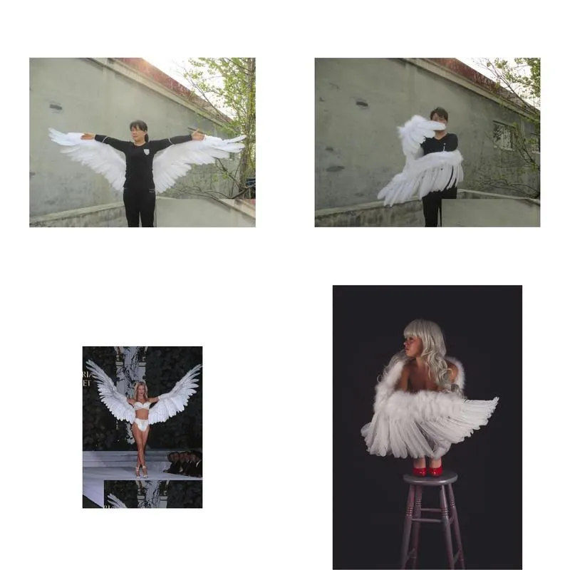 custom unique high quality white large size angel devil feather wings stage performance cosplay props ems shipping