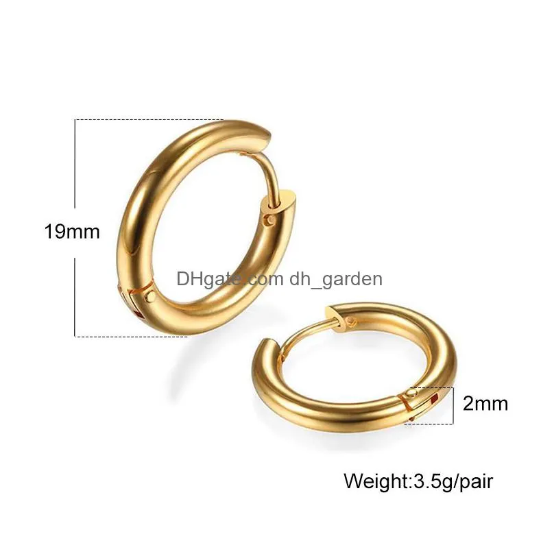 fashion 21mm15mm hoop earrings fashion stainless steel gold silve plated fashion jewelry round small hoop earrings for women
