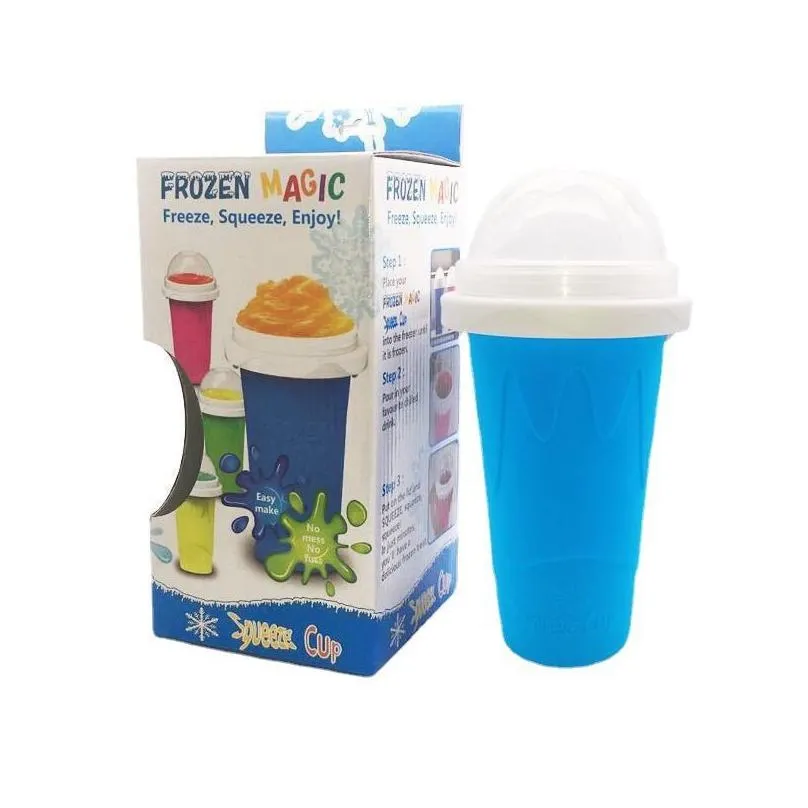 silicone slushy slushie maker ice tumblers cup large frozen magic squeeze slushi making cup reusable smoothie cups straw