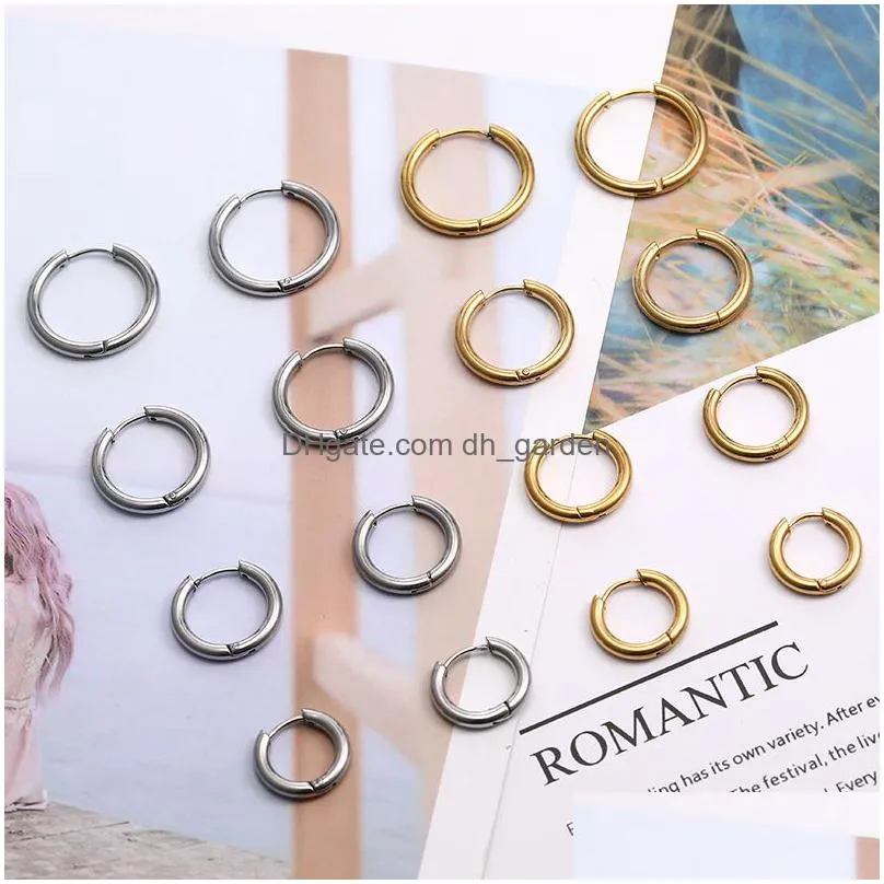fashion 21mm15mm hoop earrings fashion stainless steel gold silve plated fashion jewelry round small hoop earrings for women