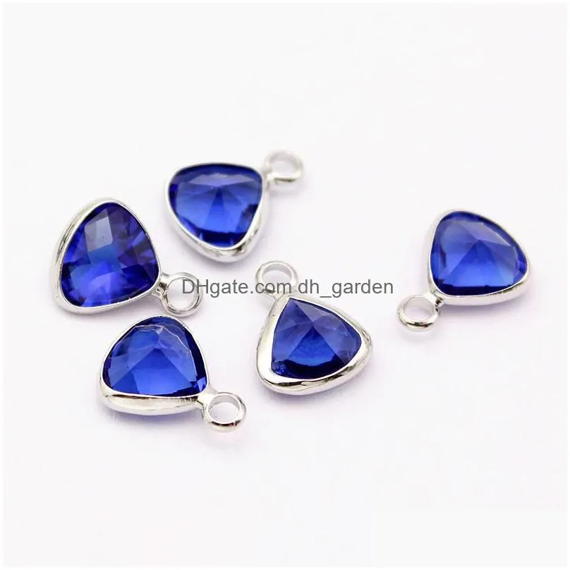 fashion crystal charm 12 colors triquetrous birthstone charms for bacelets necklace diy jewelry making jewelry wholesaler