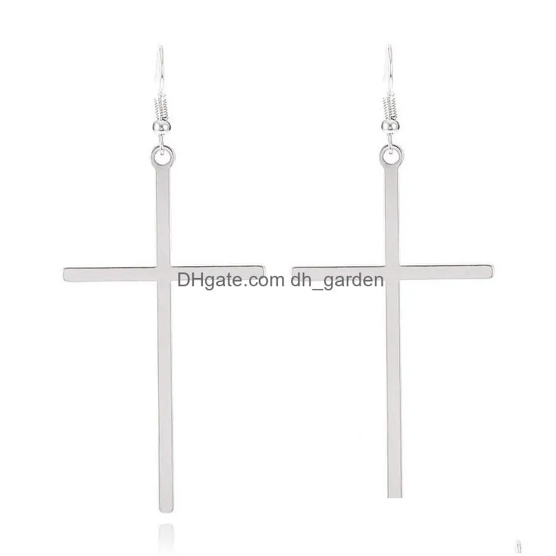 fashion punk style gothic cross dangle earrings women men uni exaggeration rock ear piercing jewelry hang hook earrings