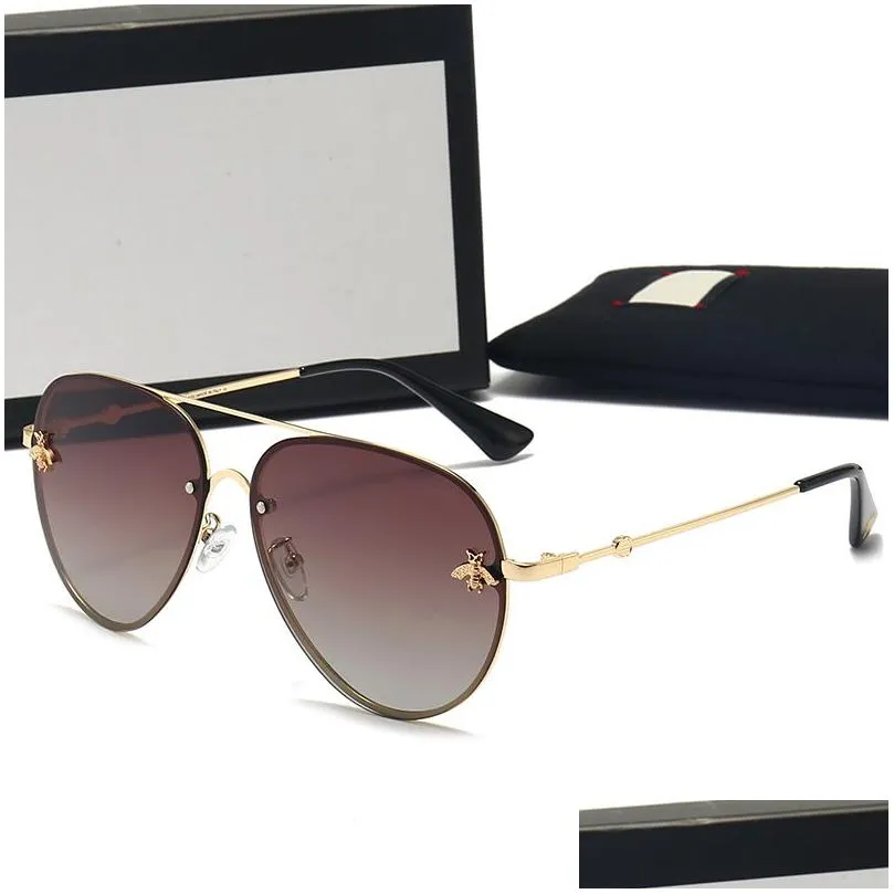 2022 brand designer sunglasses little bee fashion metal large frame sunglasses retro men and women highend glasses uv400
