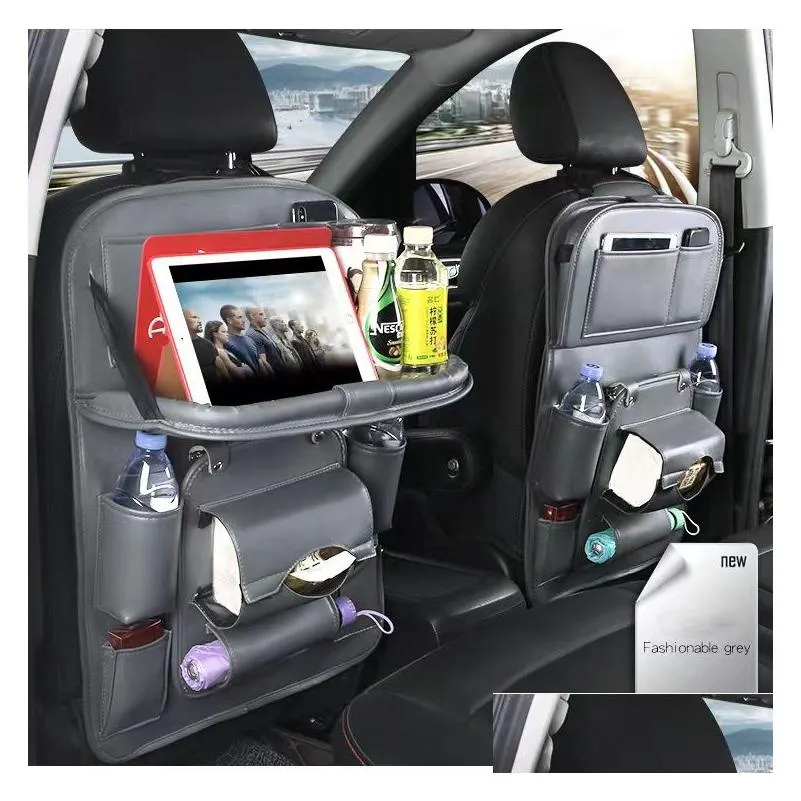 car interior accessories 1pc pu leather car seat back storage hang bag multifunctional ipad mini holder universal back seat organizer for kids