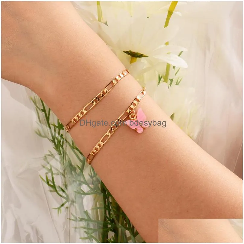 butterfly bracelet for women simple acrylic bracelet gold color chain bracelet 2020 bohemian beach jewelry