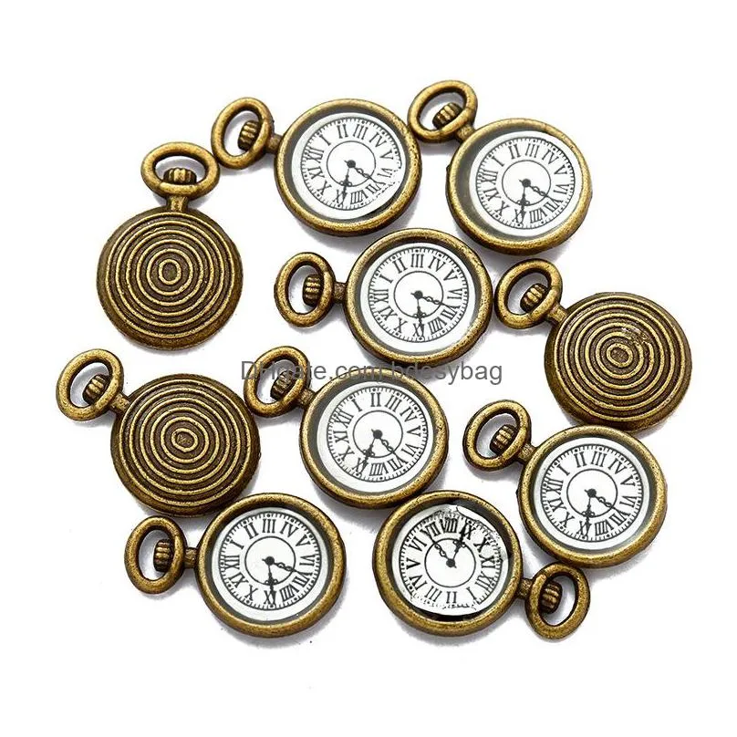 bulk 100pcs alloy metal clock charms pendant for jewelry making diy handmade jewelry 17x11mm