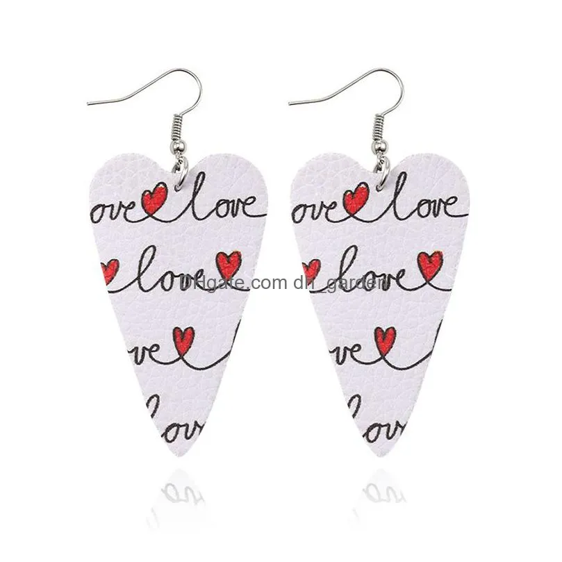 heart hollow pu leather red angel earrings for women dangle earrings lightweight statement fashion jewelry gift