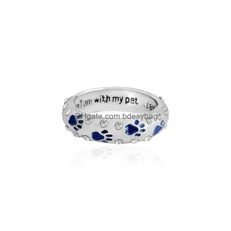 cat kitty paws ring lettering when i am with my pet animal ring jewelry for women