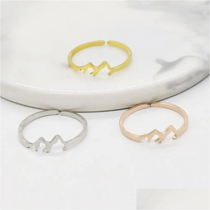 fashion tiny mountain ring open cuff rings for women girls birthday gifts adjustable rock climbing jewelry