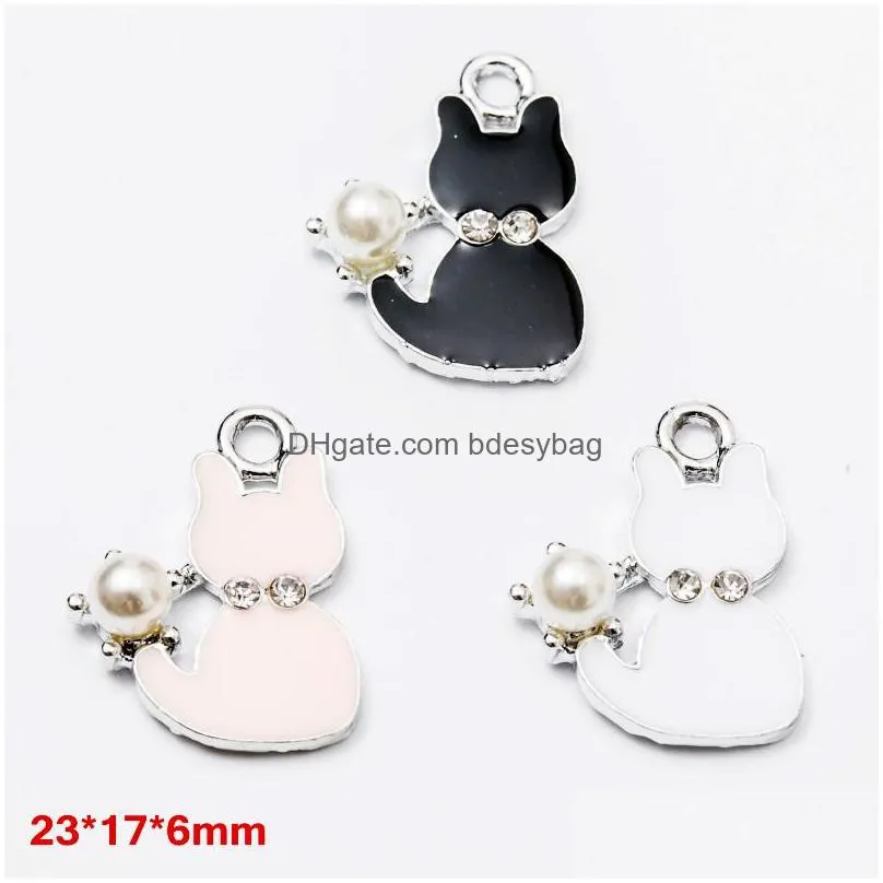 bulk 100pcs/lot enamel rhinestone animals charms pendant silver tone good for diy craft jewelry making