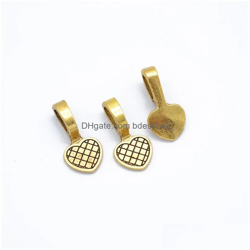 500pcs/lot mix color heart shape oval glue on bail earring bails glass tile diy pendant