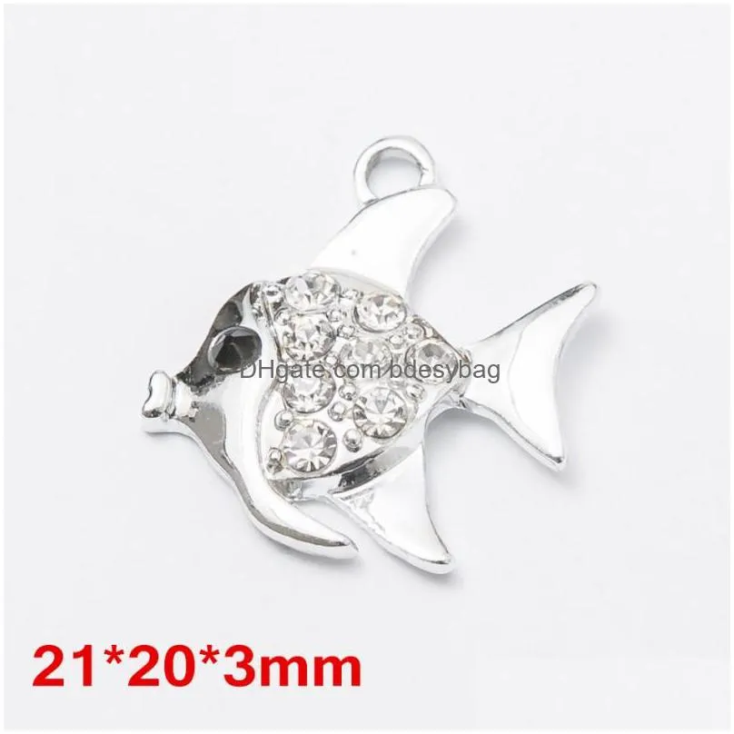 bulk 100pcs/lot enamel rhinestone animals charms pendant silver tone good for diy craft jewelry making