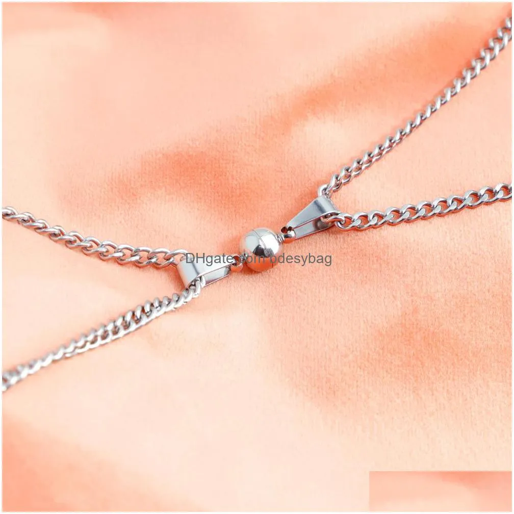 2021 new men and women necklace couple magnetic stone necklace female ins style hip hop sweater chain long pendant necklaces